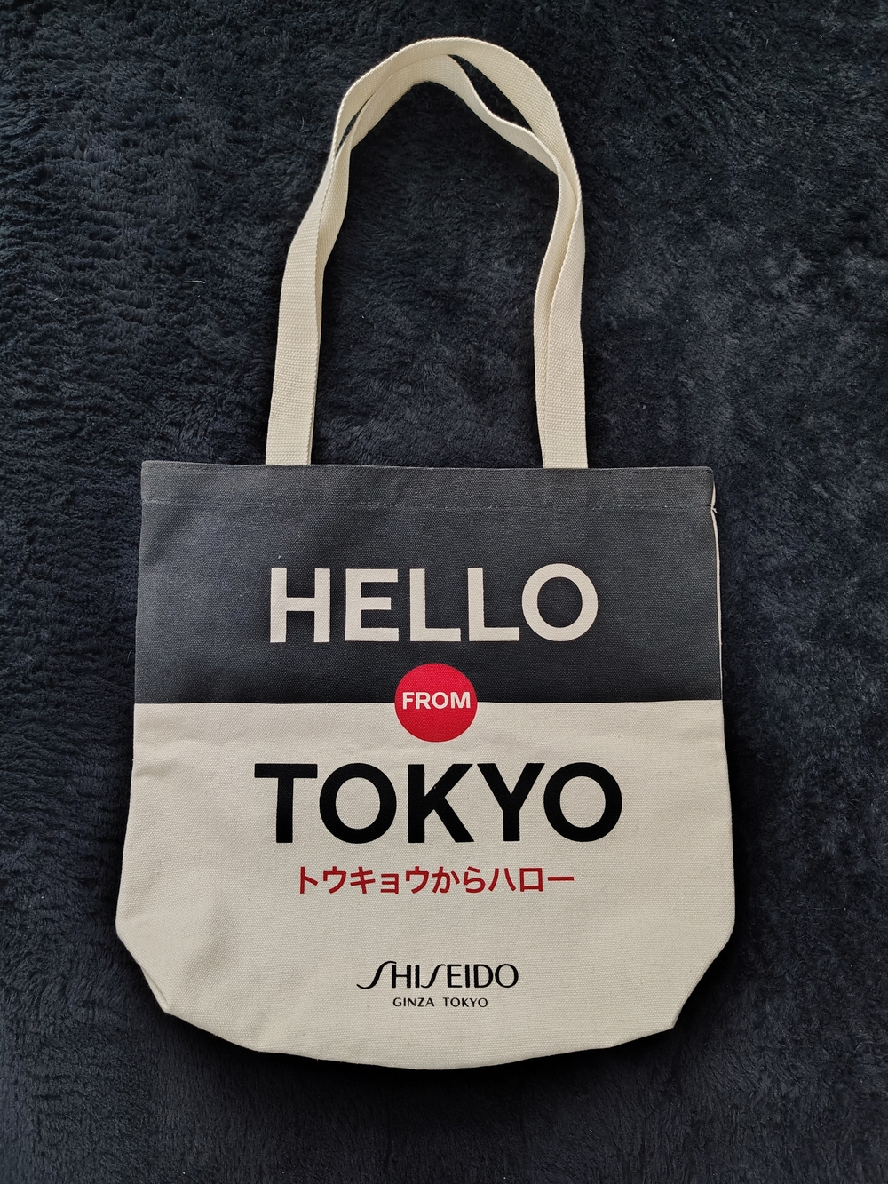 Shiseido Black, Cream and Red HELLO TOKYO Canvas Tote